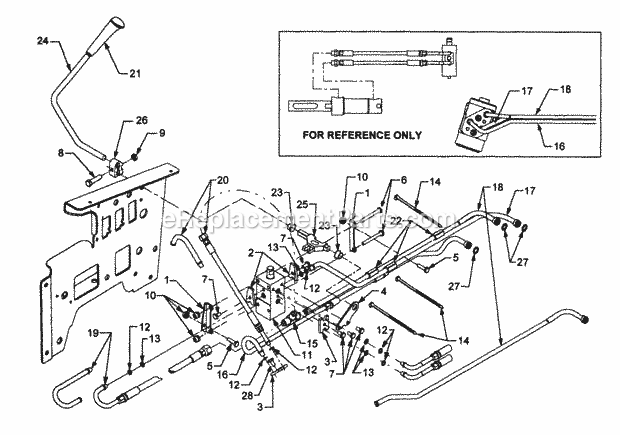 Hydraulic Valves And Lines Diagram and Parts List for 3185 14A-665-100 Cub Cadet Lawn Tractor